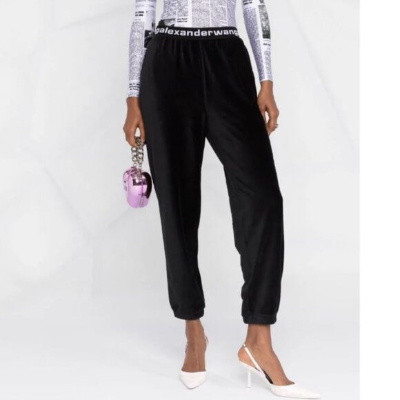 T by Alexander Wang Logo Waistband Pants Black Pull On Women’s sz M - Picture 1 of 16